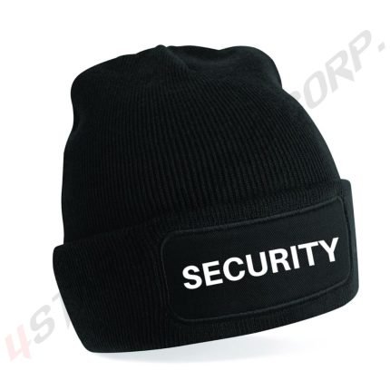 Security Embroidered Beanie Hat - Scullin Cap. Embroidered With Patch Design