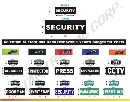 REFLECTIVE VELCRO® BADGES  Removable Pack of 2 Jacket Vest Front and back